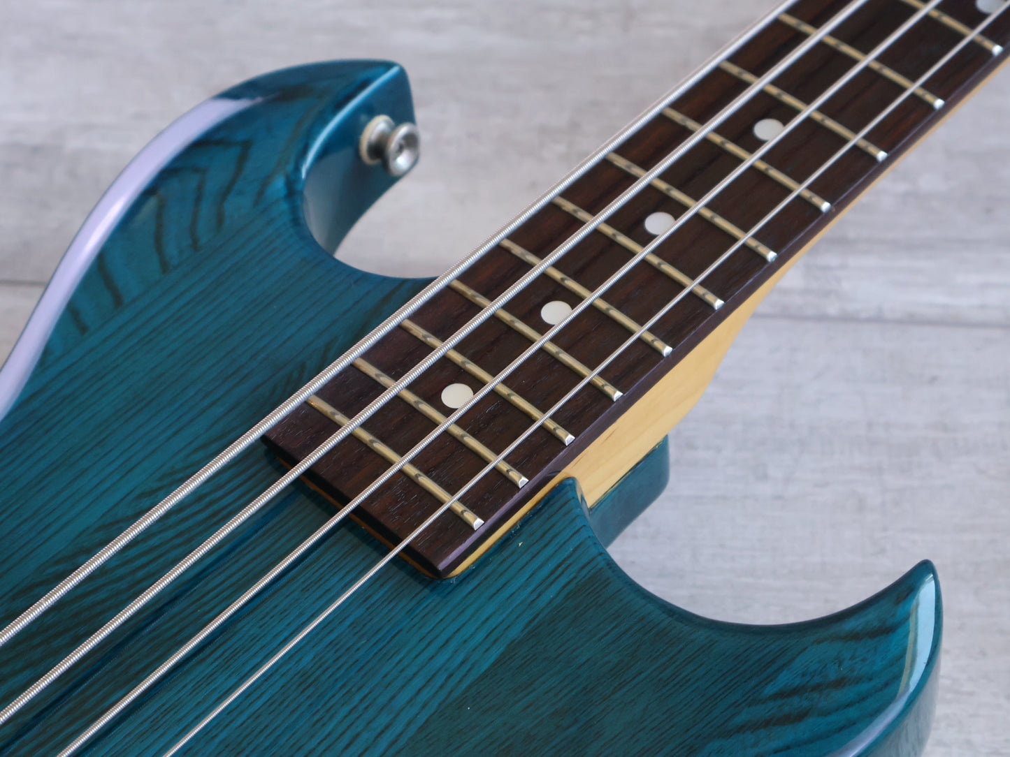 1982 Aria Pro II Japan CSB-380 Cardinal Medium Scale Bass (Transparent Blue)