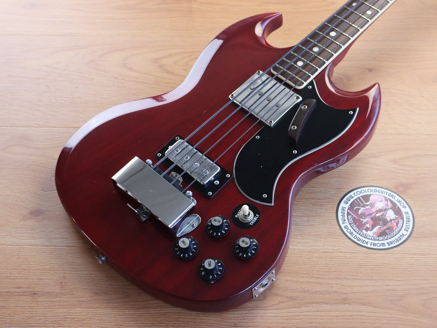 1976 Ganson Japan EB420 SG EB Double Cutaway Bass (Cherry Red)