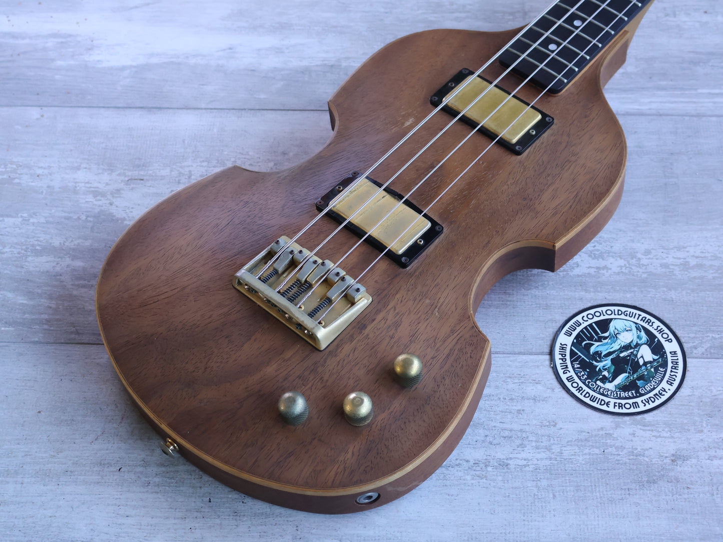 1990's Greco VBS-1200 Solid Body Violin Bass (Natural Mahogany)
