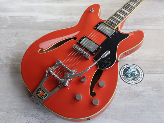 2012 Hagstrom Viking Deluxe Tremar Semi Hollowbody (Cream Red)