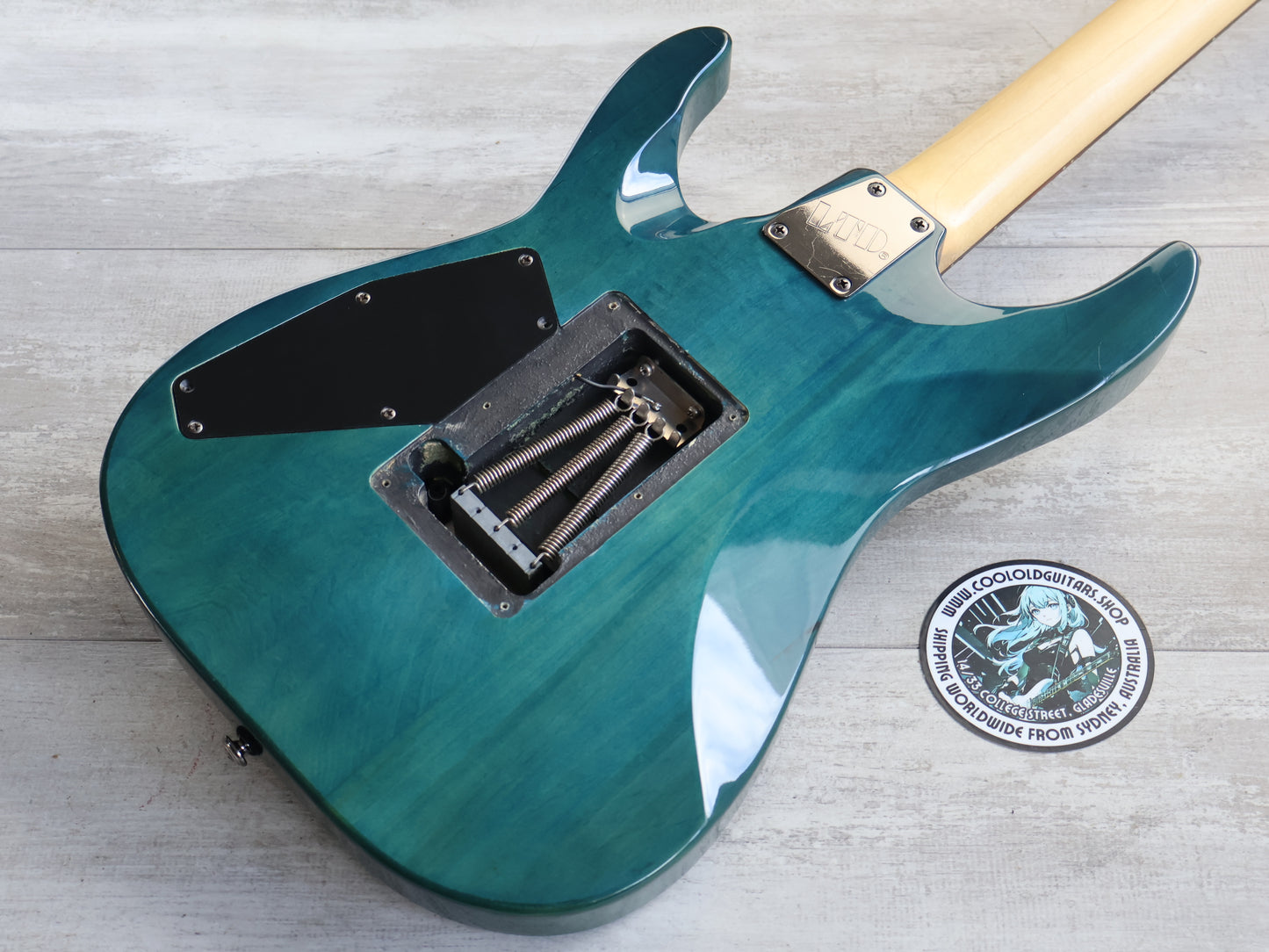 2013 LTD (by ESP) MH-100QM HH Superstrat (Quilt Green)