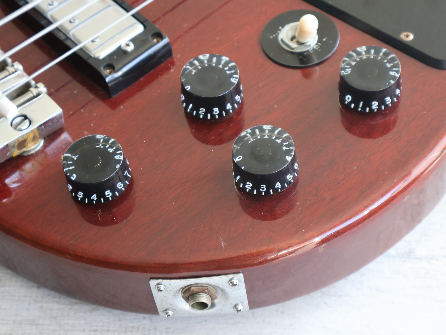 1975 Greco Japan TVB-600 Double Cutaway Les Paul Jr Bass (Cherry Red)