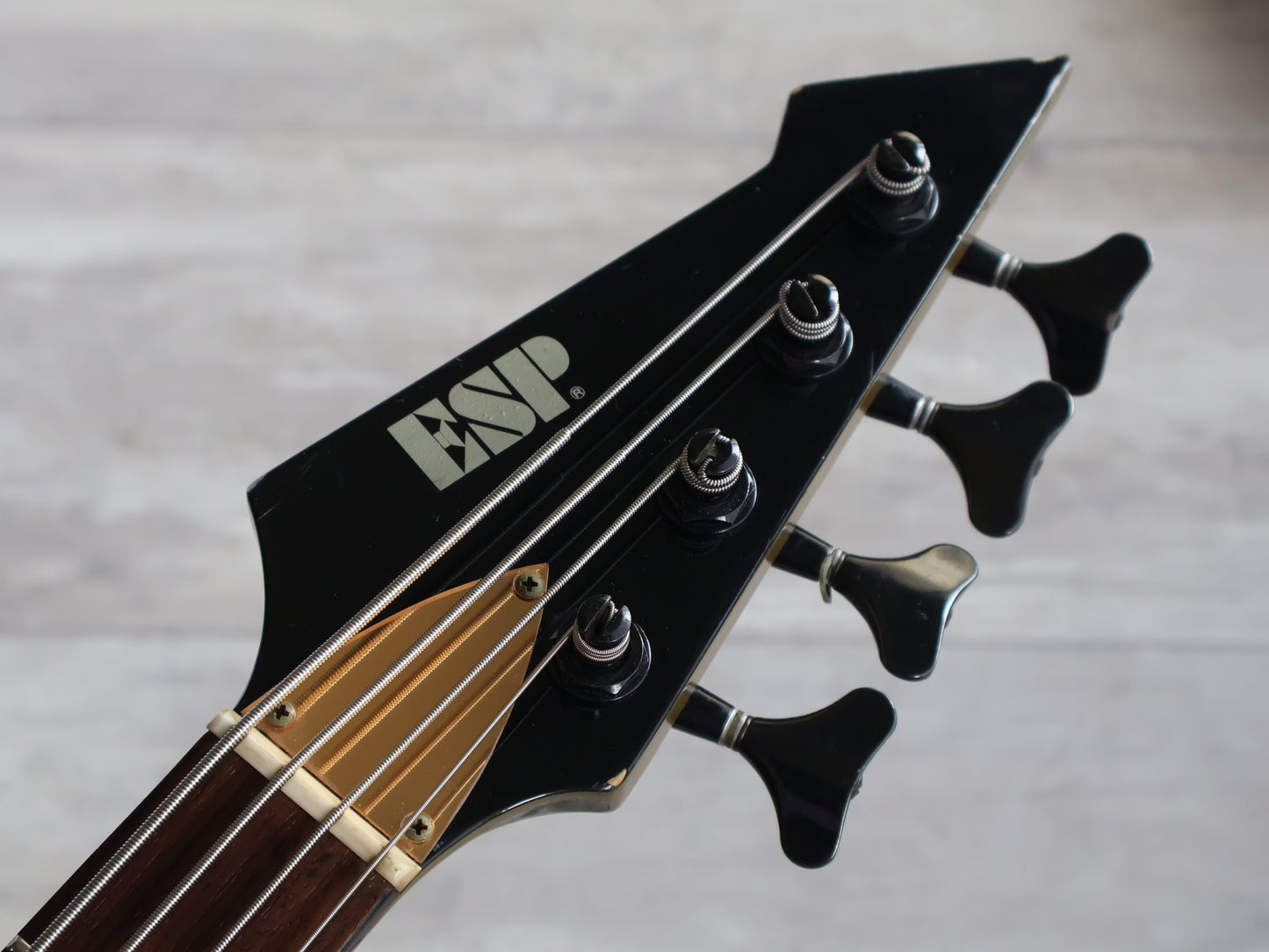 1980's ESP Japan Custom Order Neckthrough Ironbird Bass (Gold)