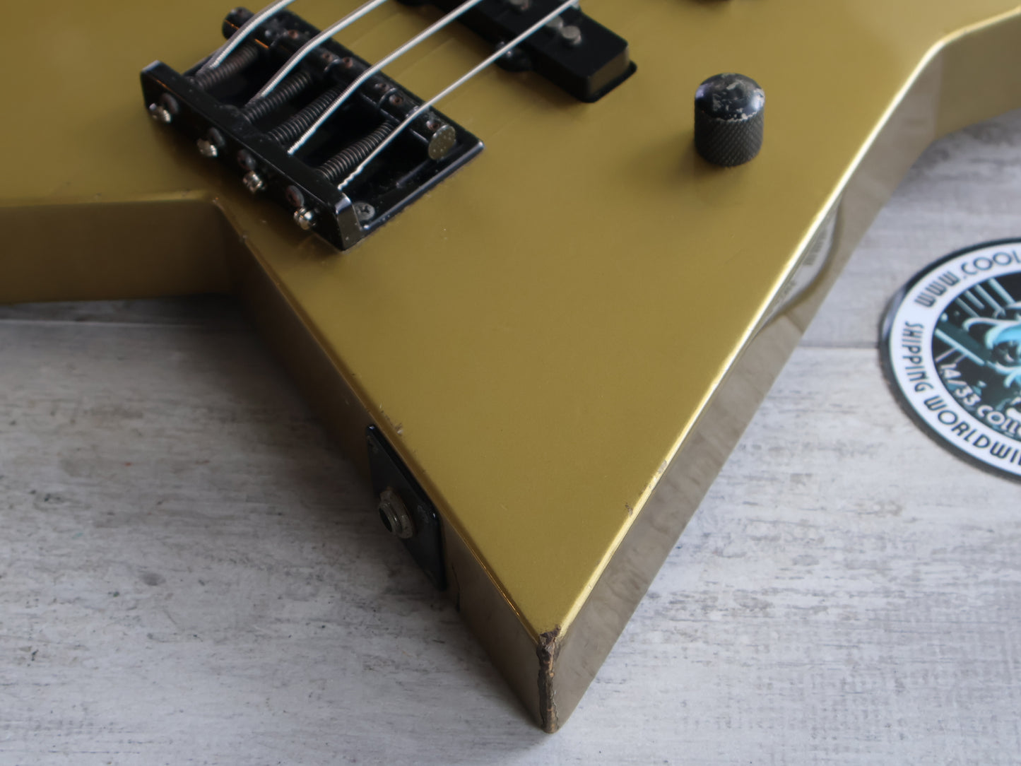 1980's ESP Japan Custom Order Neckthrough Ironbird Bass (Gold)