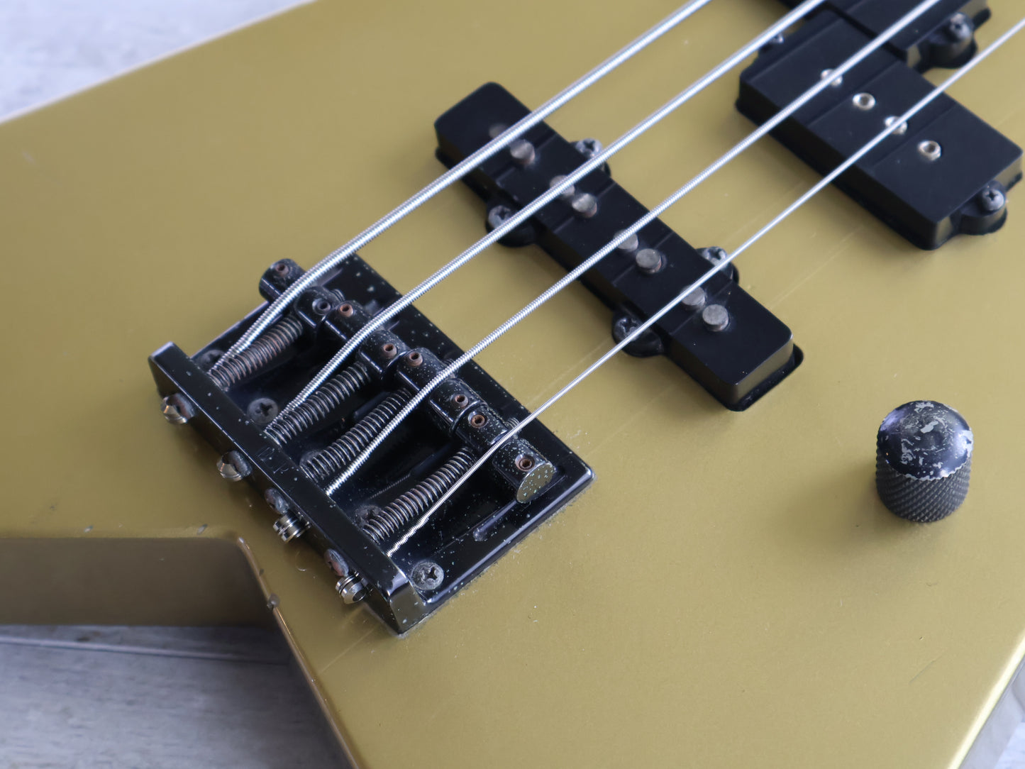1980's ESP Japan Custom Order Neckthrough Ironbird Bass (Gold)