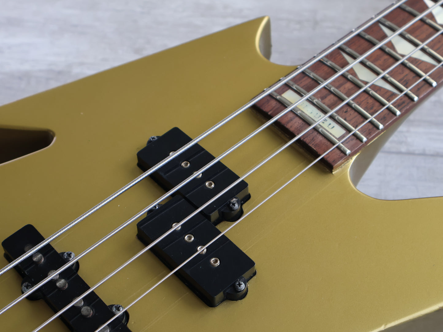 1980's ESP Japan Custom Order Neckthrough Ironbird Bass (Gold)