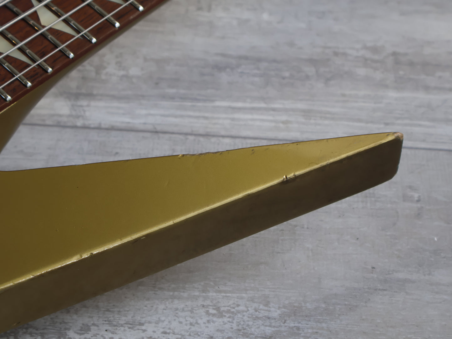 1980's ESP Japan Custom Order Neckthrough Ironbird Bass (Gold)