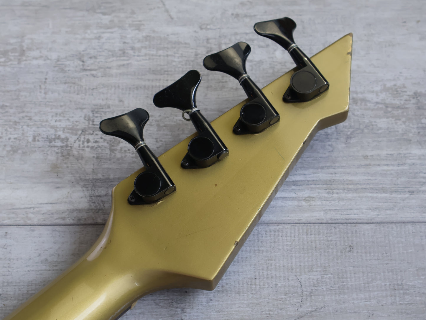 1980's ESP Japan Custom Order Neckthrough Ironbird Bass (Gold)