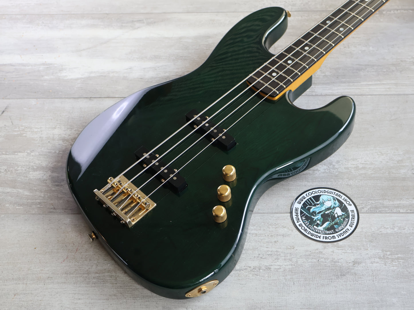 1980's Bill Lawrence Japan "Black Label" Jazz Bass (Transparent Green)