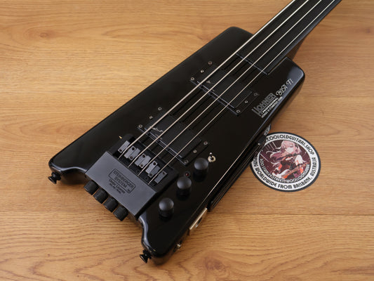 1980's Hohner B2A-FL Fretless Headless Paddle Bass Guitar w/Steinberger System (Black)