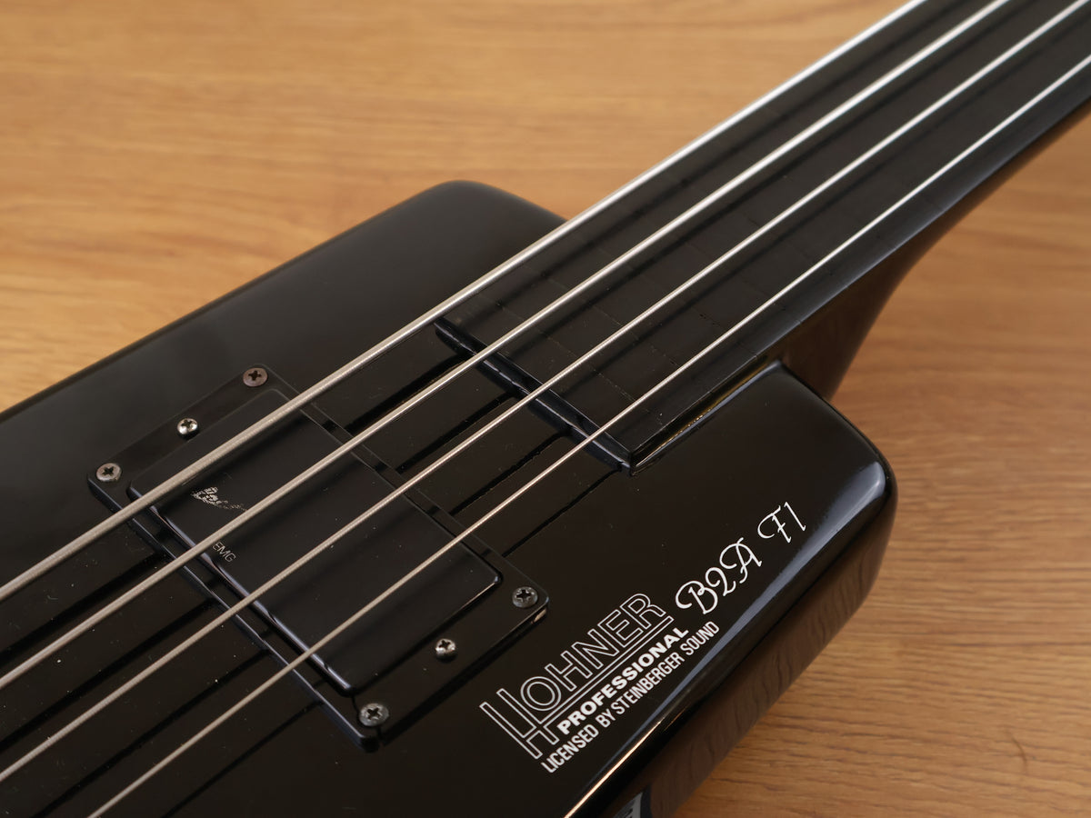 1980's Hohner B2A-FL Fretless Headless Paddle Bass Guitar w/Steinberger System (Black)