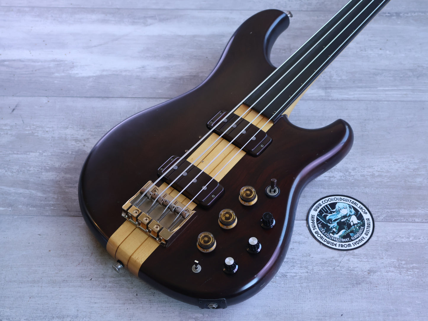 1980 Ibanez Japan MC940 Musician Series Neckthrough Fretless Bass (Dark Stain)