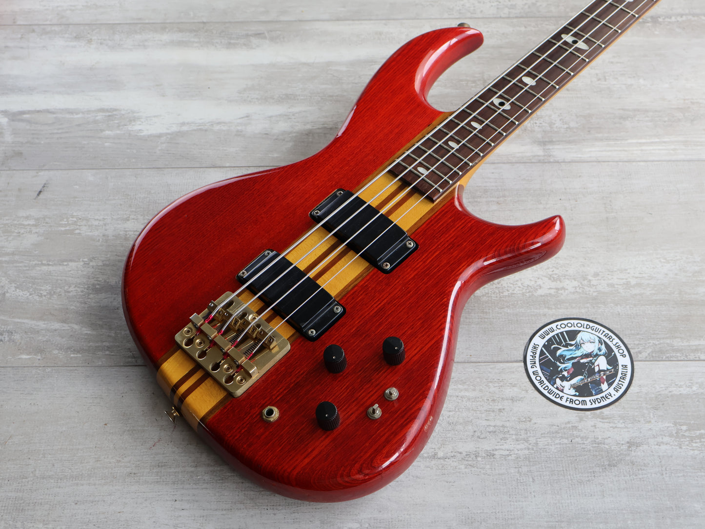 1990 Aria Pro II Japan SB-800 Neckthrough Bass (See Through Red)