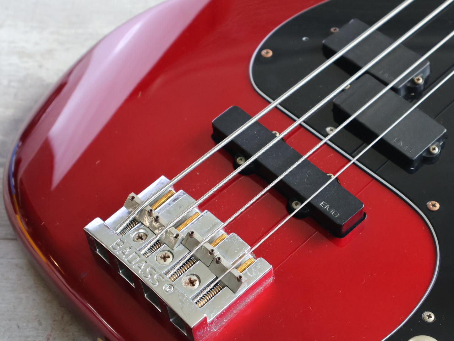 1988 Schecter Japan Precision Bass w/EMG's (Candy Apple Red)