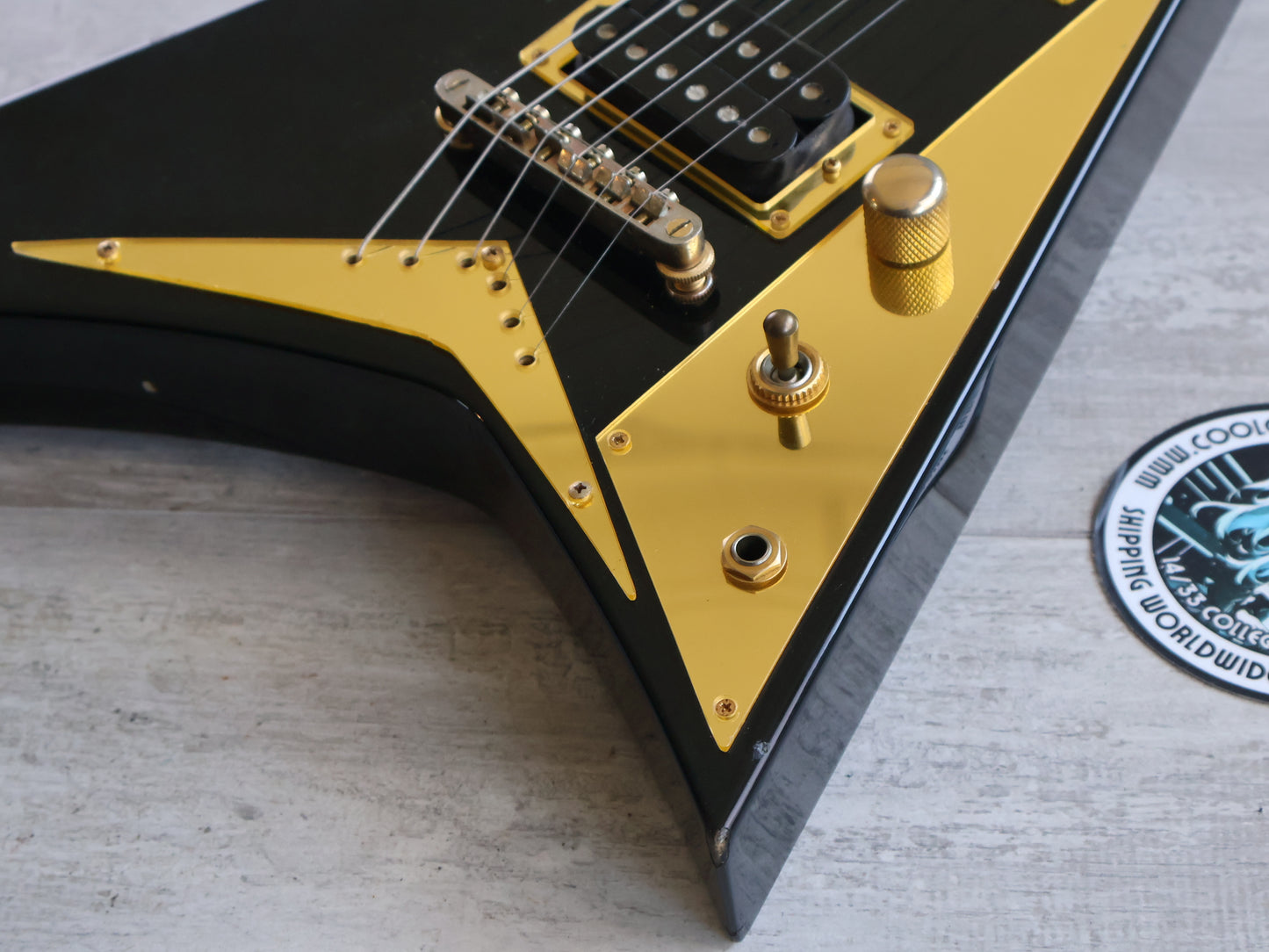 1990's Charvel (by Jackson Japan) 610-RR Short Scale Mini Randy Rhoads Flying V (Black/Gold)