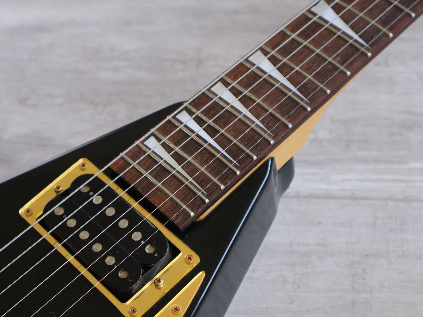 1990's Charvel (by Jackson Japan) 610-RR Short Scale Mini Randy Rhoads Flying V (Black/Gold)