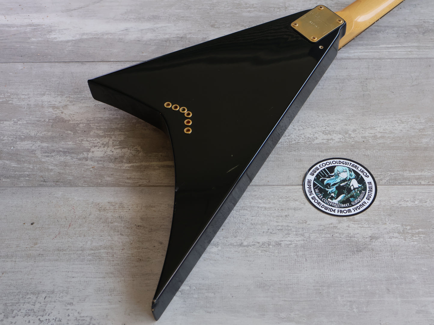 1990's Charvel (by Jackson Japan) 610-RR Short Scale Mini Randy Rhoads Flying V (Black/Gold)