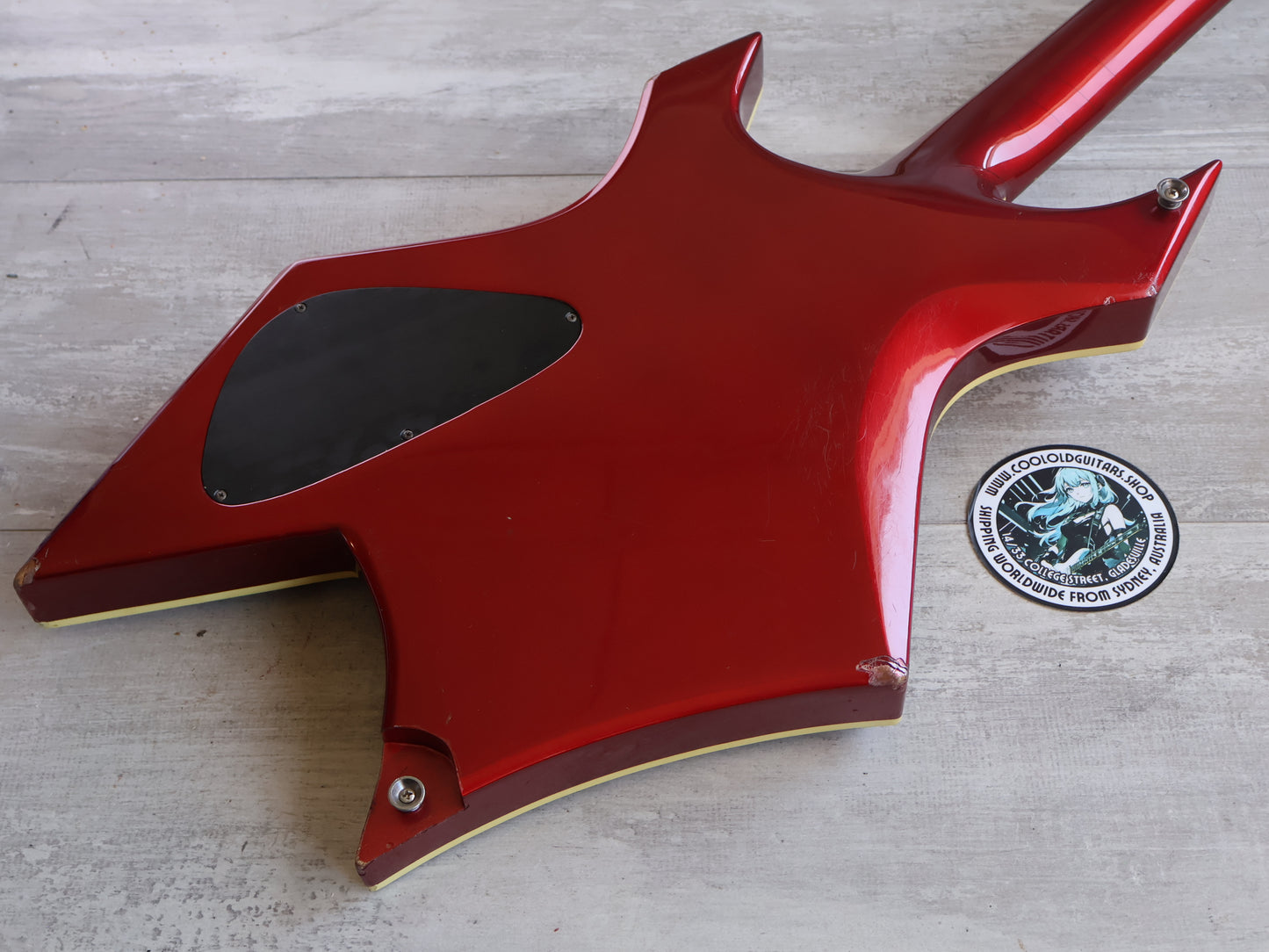 1984 BC Rich Japan "NJ Series' Neckthrough Warlock Bass w/EMG's (Candy Apple Red)