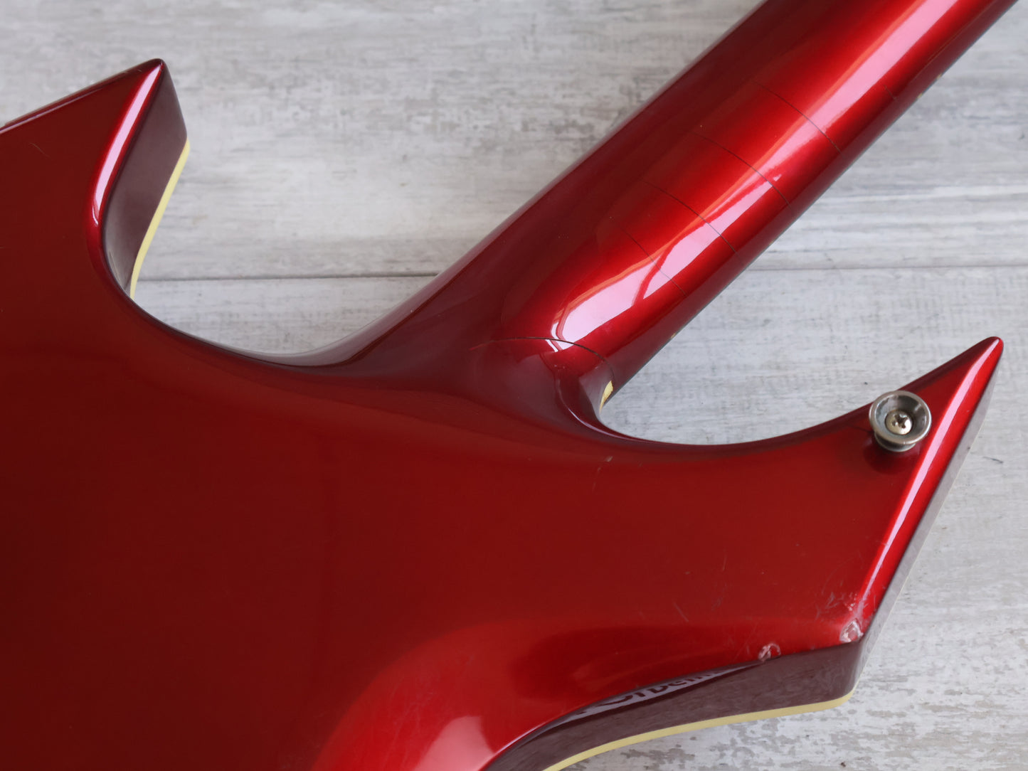 1984 BC Rich Japan "NJ Series' Neckthrough Warlock Bass w/EMG's (Candy Apple Red)