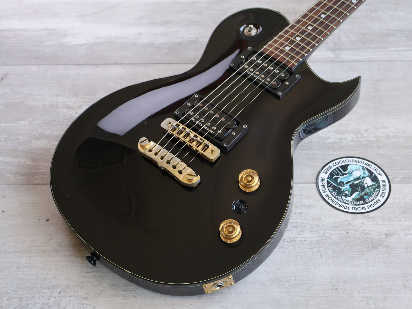 2007 Aria Pro II Japan Super Grade Series PE Single Cutaway (Black & Gold)