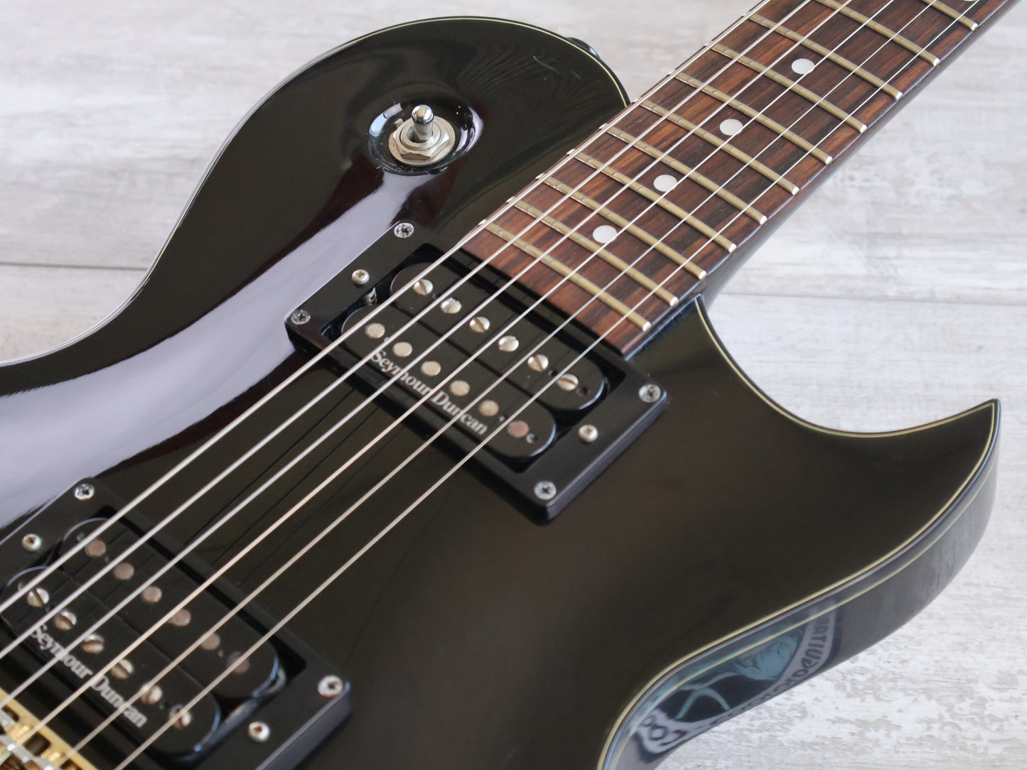 2007 Aria Pro II Japan Super Grade Series PE Single Cutaway (Black & Gold)