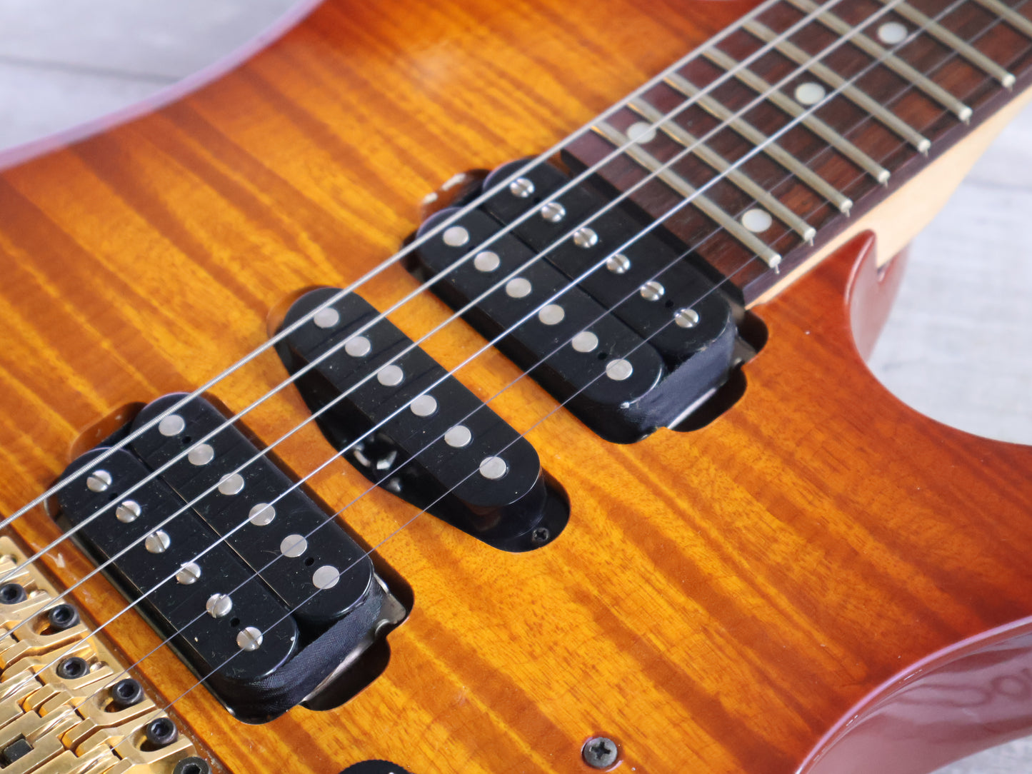 1996 Ibanez Japan RG380F HSH Superstrat (Amber Sunburst)
