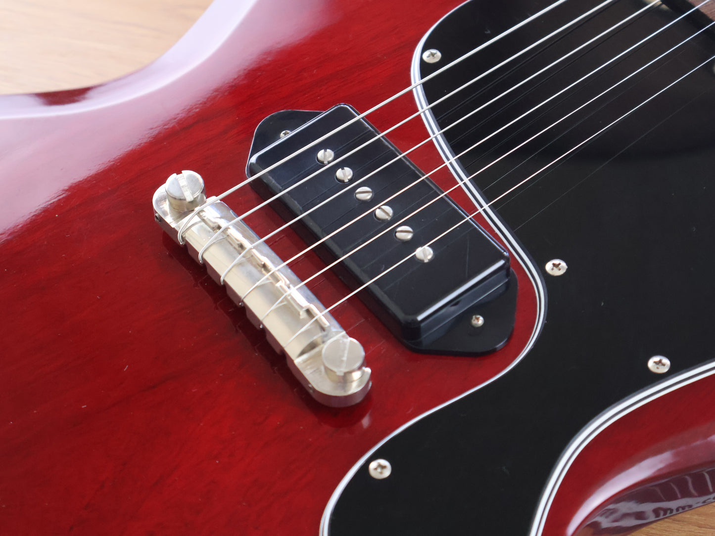 1986 Burny Japan SG-55 SG Junior Double Cutaway w/P90 (Cherry Red)