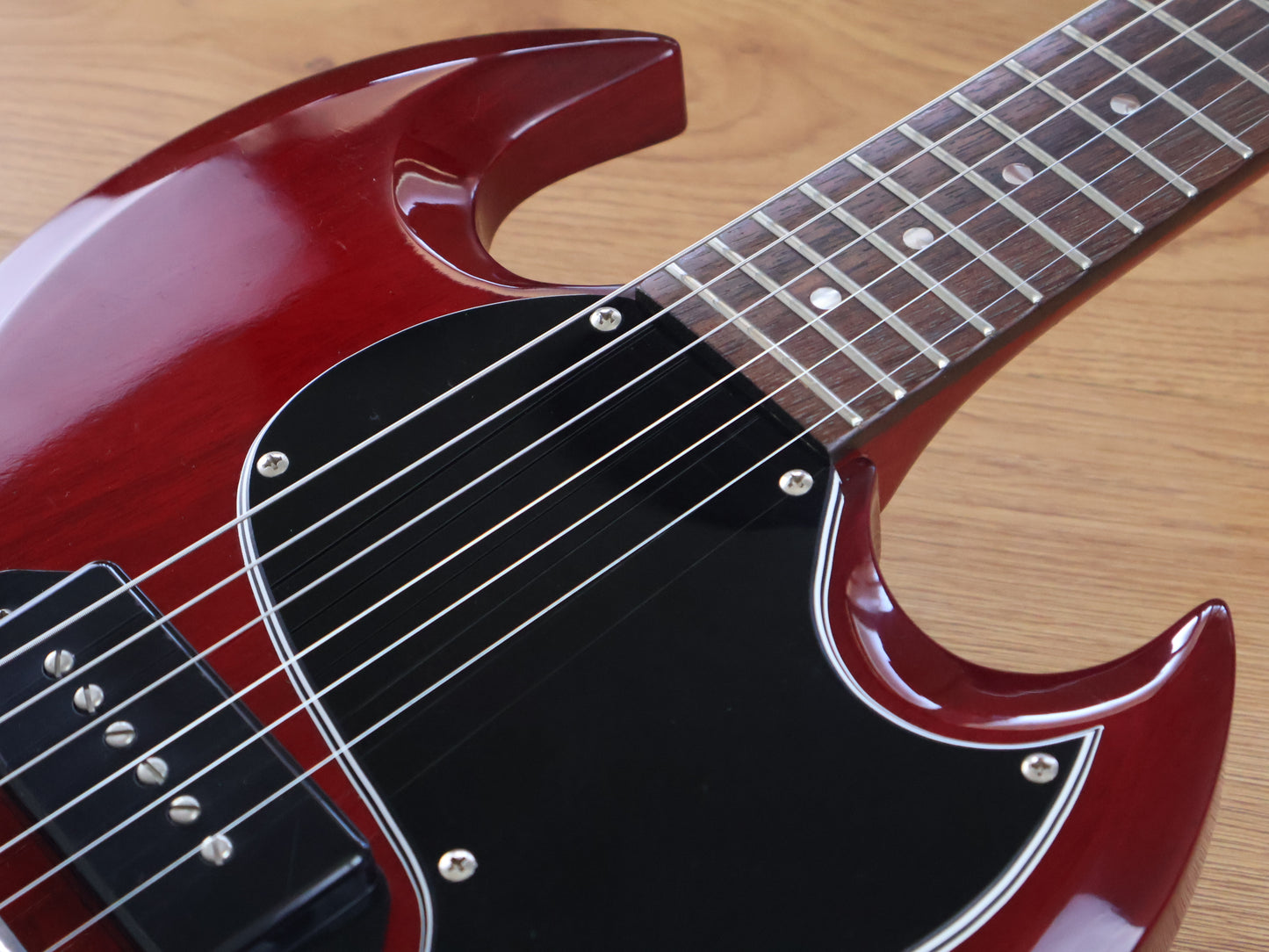 1986 Burny Japan SG-55 SG Junior Double Cutaway w/P90 (Cherry Red)