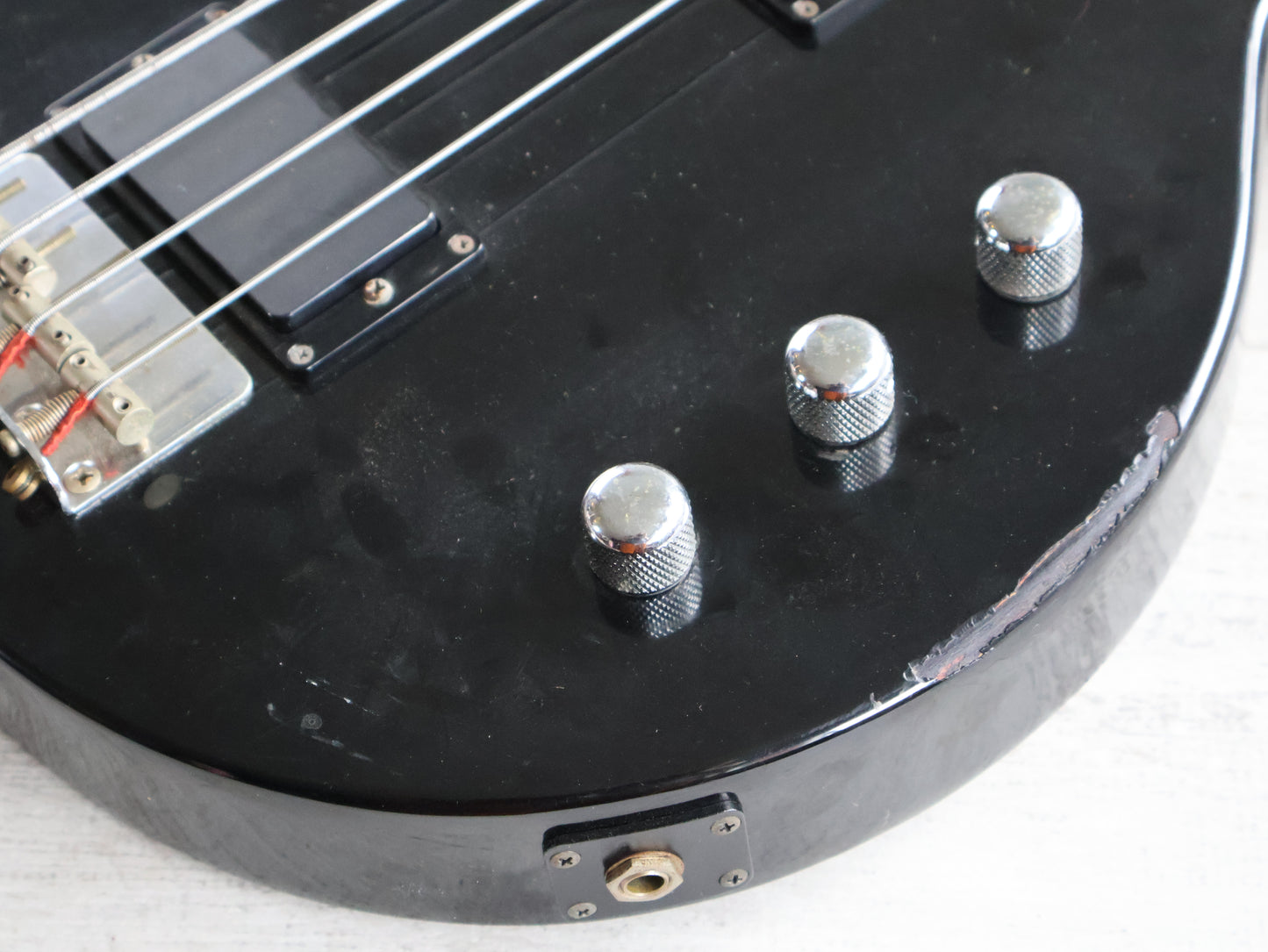 1990 Greco Japan TVB-45 Double Cutaway Medium Scale Les Paul Jr Bass (Black)