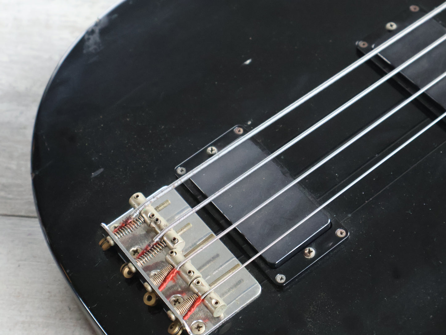 1990 Greco Japan TVB-45 Double Cutaway Medium Scale Les Paul Jr Bass (Black)