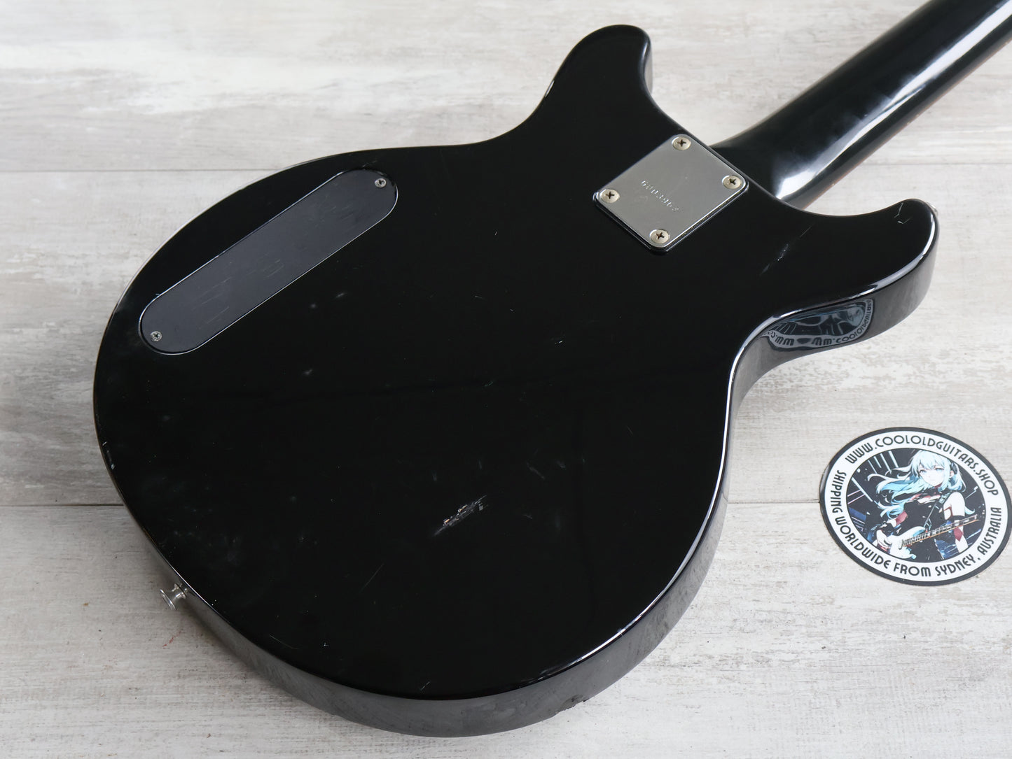 1990 Greco Japan TVB-45 Double Cutaway Medium Scale Les Paul Jr Bass (Black)