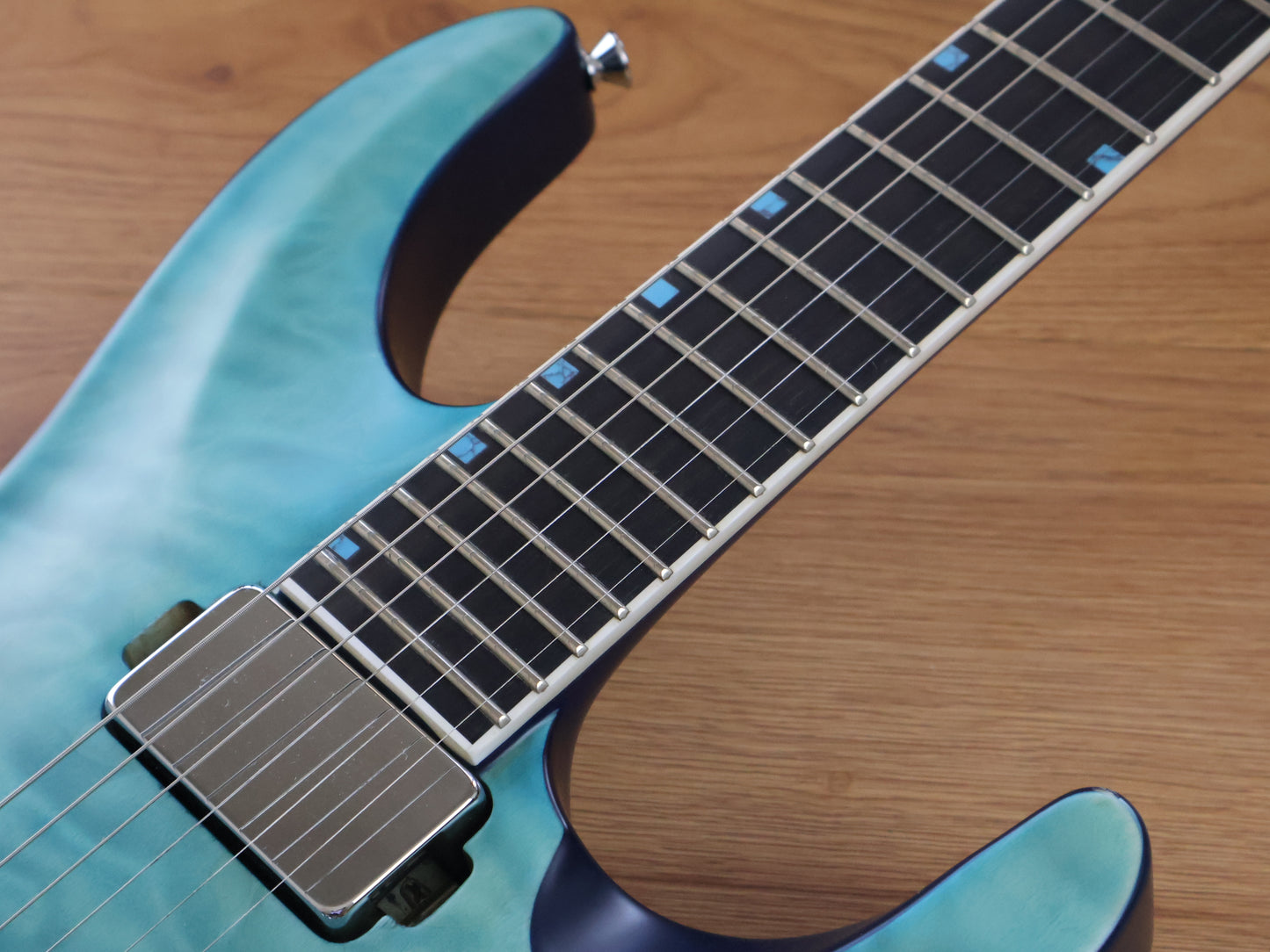 2021 Edwards E-HR-SNT/QM/BKP Horizon Neckthrough (Quilt Turquoise)
