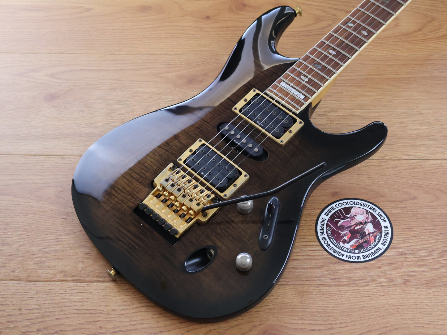 1996 Ibanez Japan S540FM SB S Series HSH Superstrat (Transparent Black Sunburst)