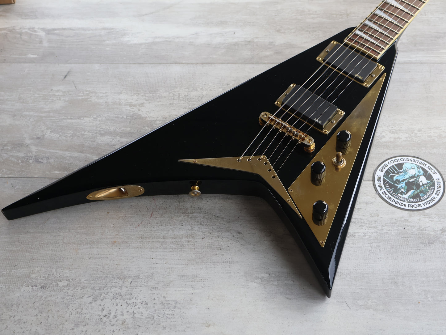 1996 Grover Jackson Japan Randy Rhoads Neckthrough Flying V w/EMG's (Black/Gold)