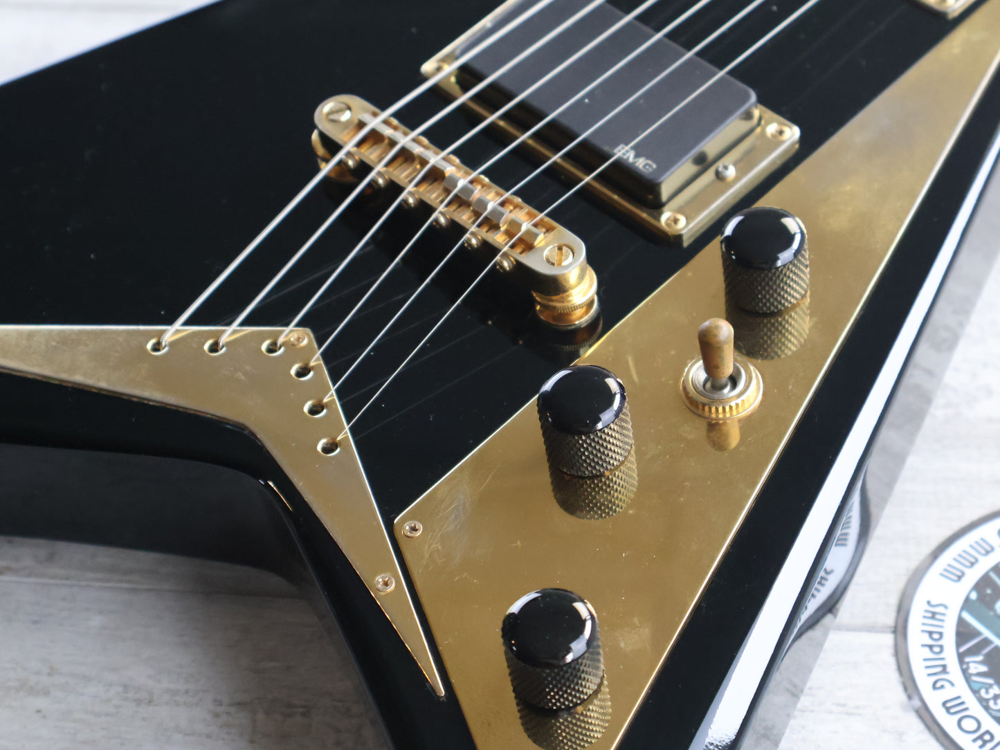 1996 Grover Jackson Japan Randy Rhoads Neckthrough Flying V w/EMG's (Black/Gold)