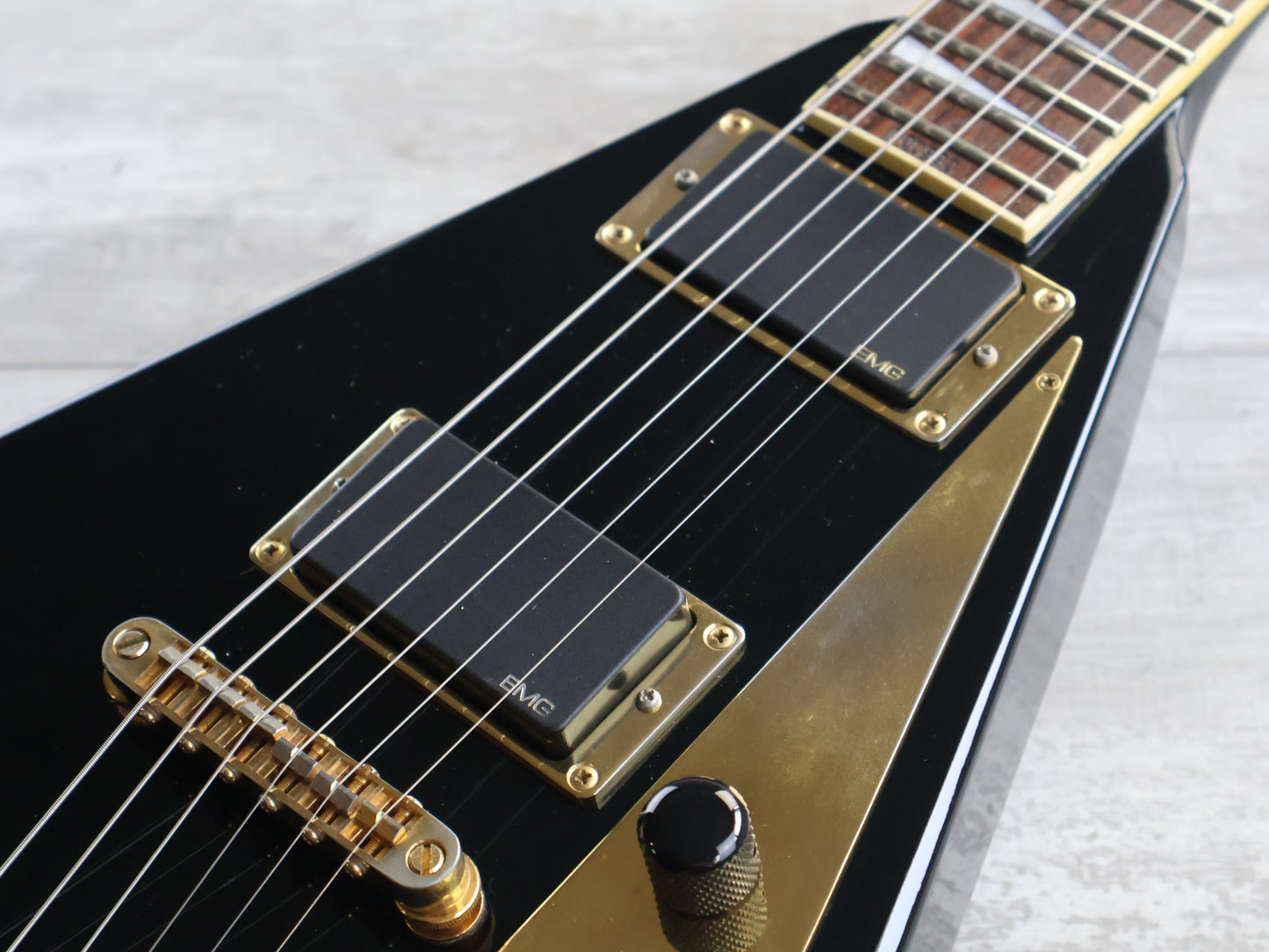 1996 Grover Jackson Japan Randy Rhoads Neckthrough Flying V w/EMG's (Black/Gold)
