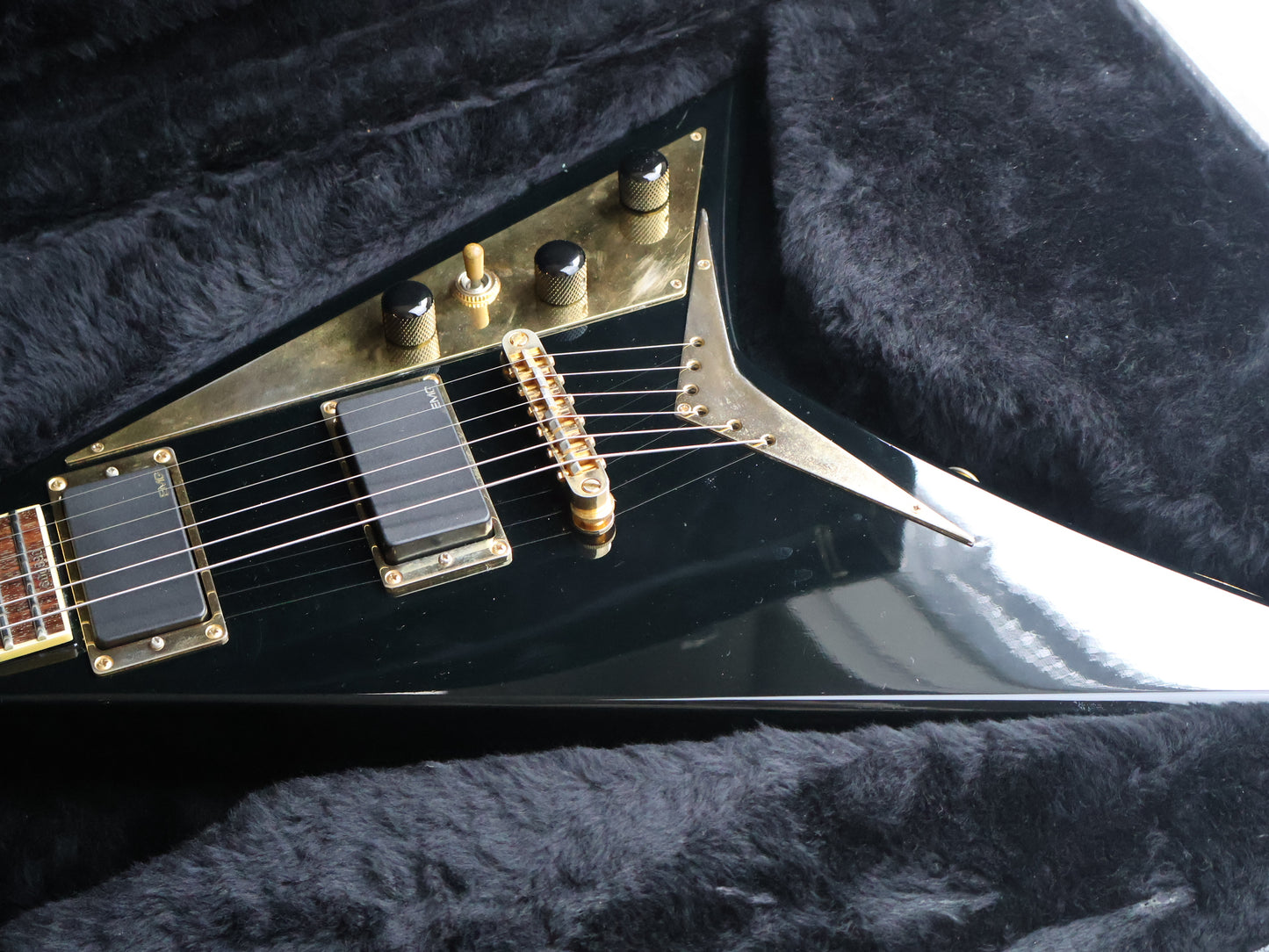 1996 Grover Jackson Japan Randy Rhoads Neckthrough Flying V w/EMG's (Black/Gold)