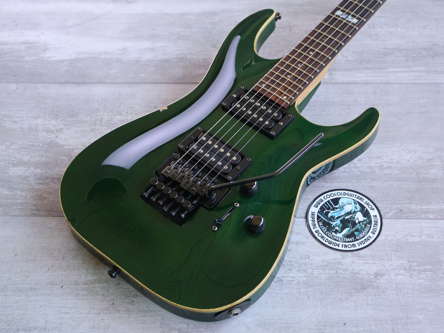 1997 ESP Japan Horizon HH Superstrat w/Floyd Rose (Transparent Green)
