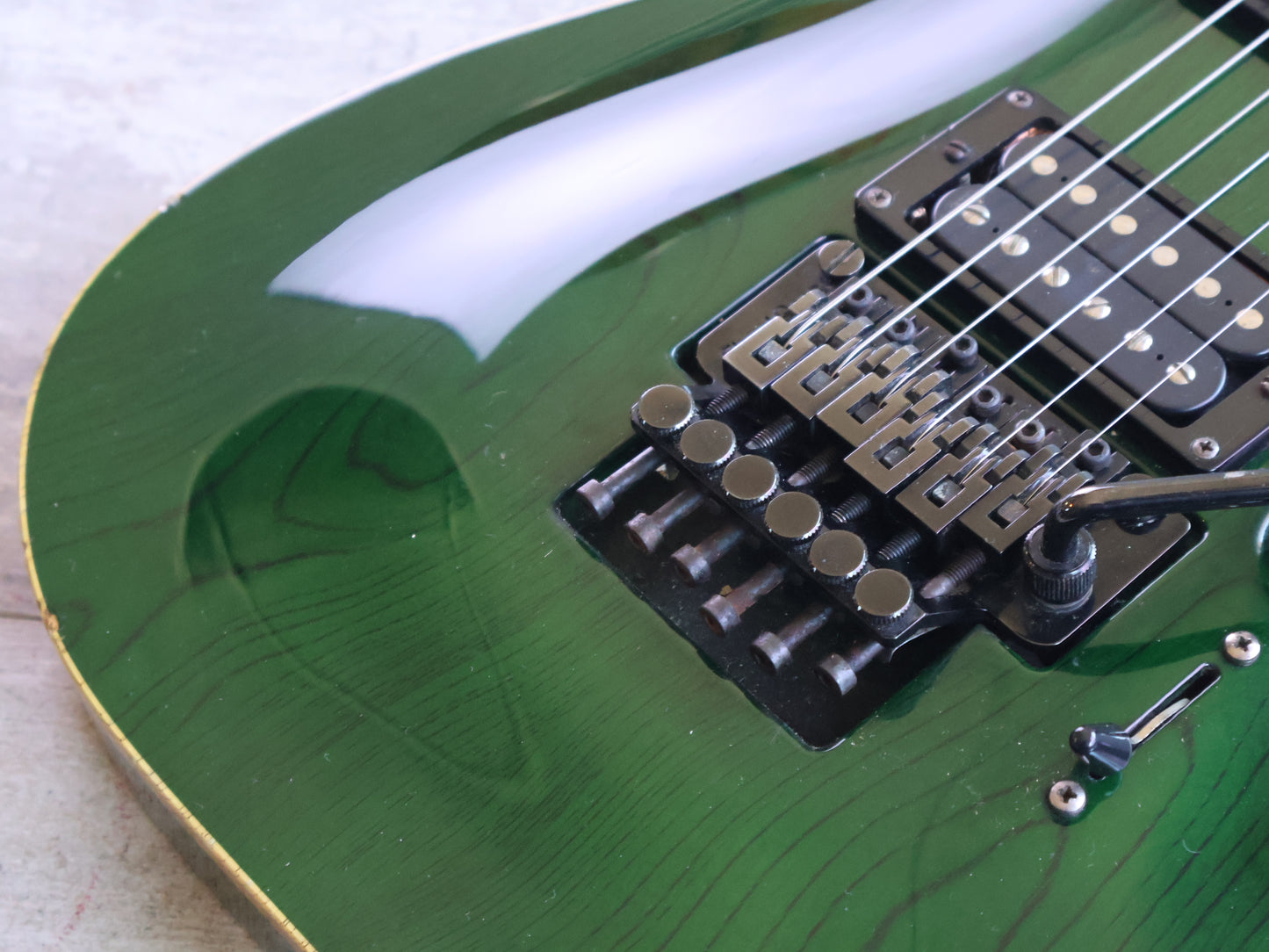 1997 ESP Japan Horizon HH Superstrat w/Floyd Rose (Transparent Green)