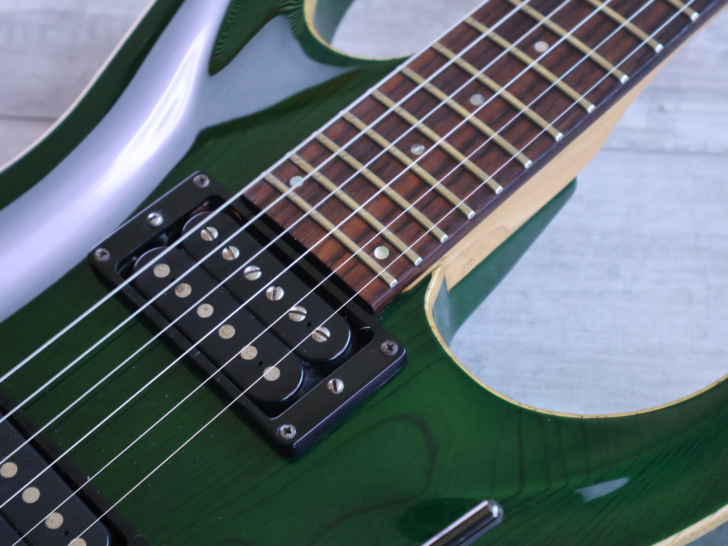 1997 ESP Japan Horizon HH Superstrat w/Floyd Rose (Transparent Green)