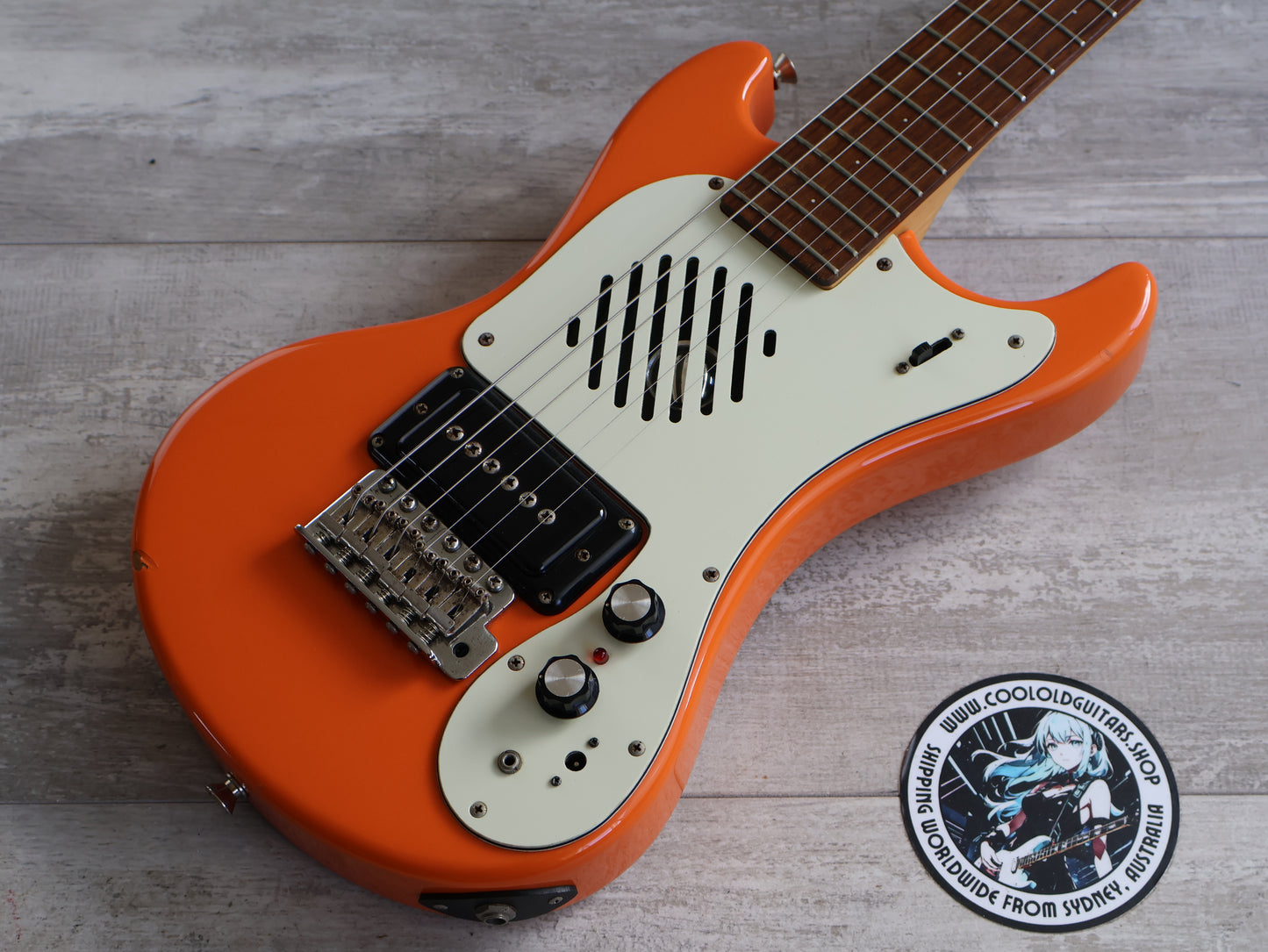 Marine Rider Japan Mini Mosrite Travel Guitar (Capri Orange)