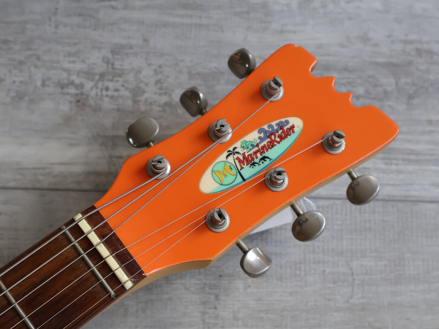 Marine Rider Japan Mini Mosrite Travel Guitar (Capri Orange)