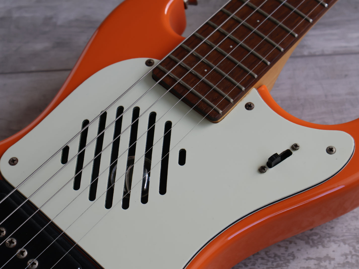 Marine Rider Japan Mini Mosrite Travel Guitar (Capri Orange)