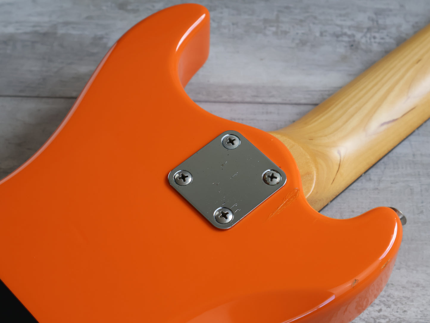 Marine Rider Japan Mini Mosrite Travel Guitar (Capri Orange)
