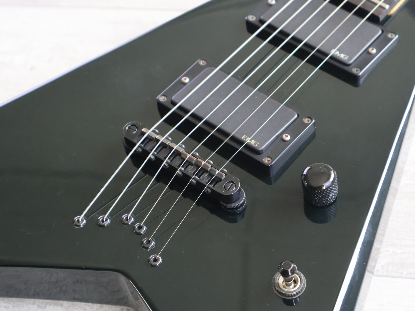 1996 Grover Jackson BBR5.8 “Black Blood” String Thru Rhoads Flying V (Black)