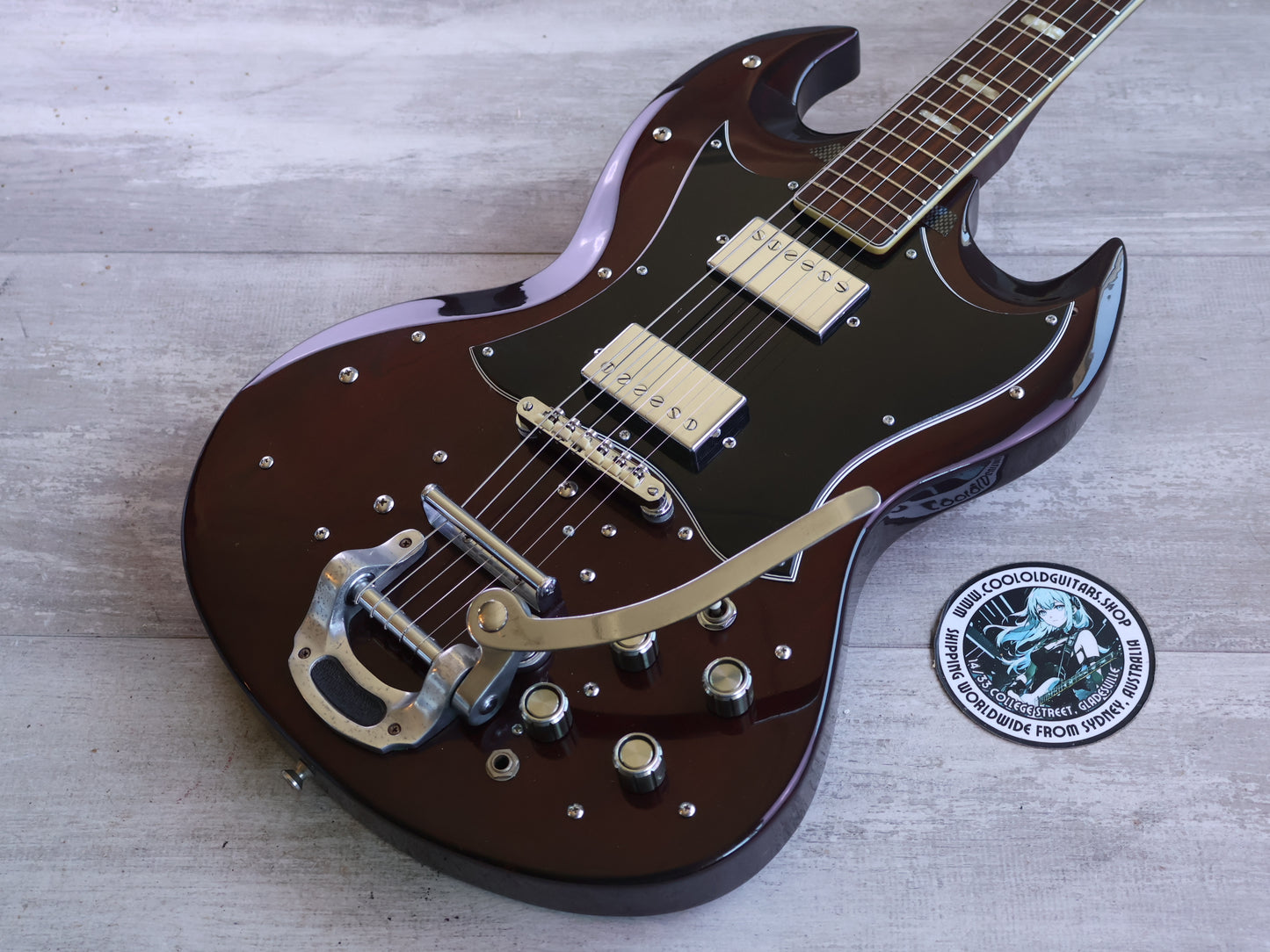 1970's Pearl PE-1162 SG Double Cutaway w/Bigsby (Cherry Red)