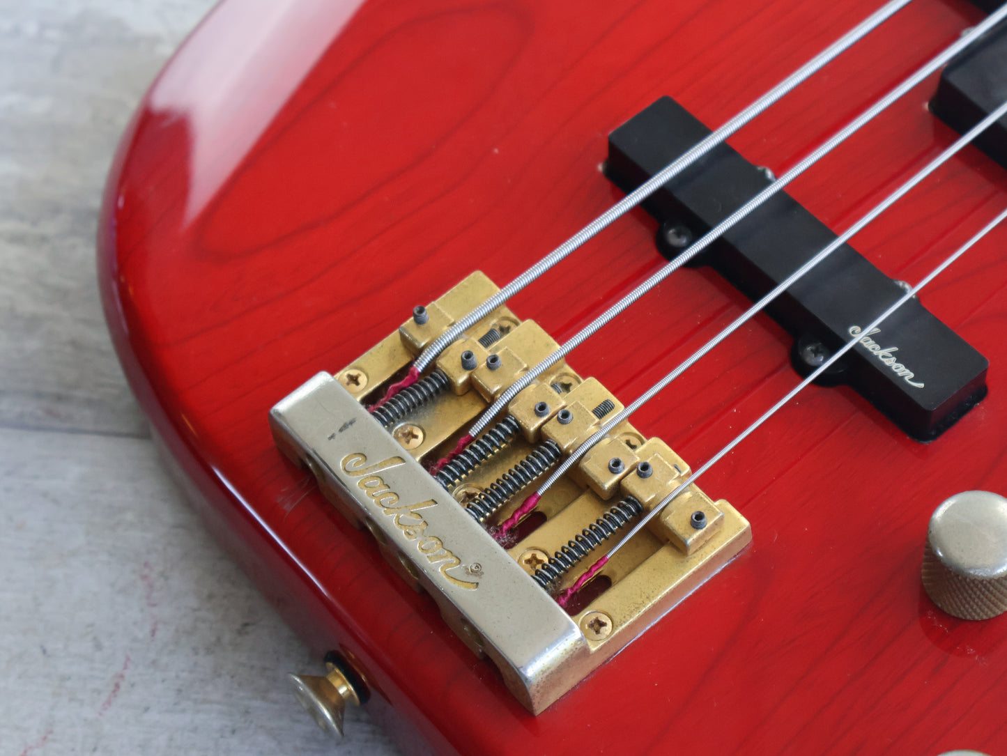 1992 Charvel Jackson Japan CSB-070 PJ Medium Scale Bass (See-Thru Red)