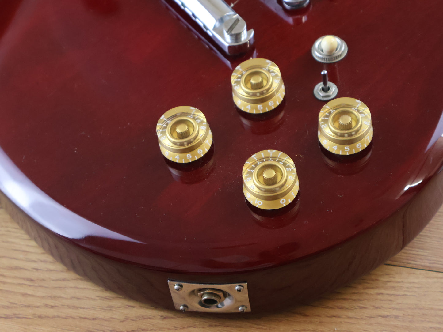 1970's Pearl Export Deluxe Double Cutaway SG (Transparent Red)