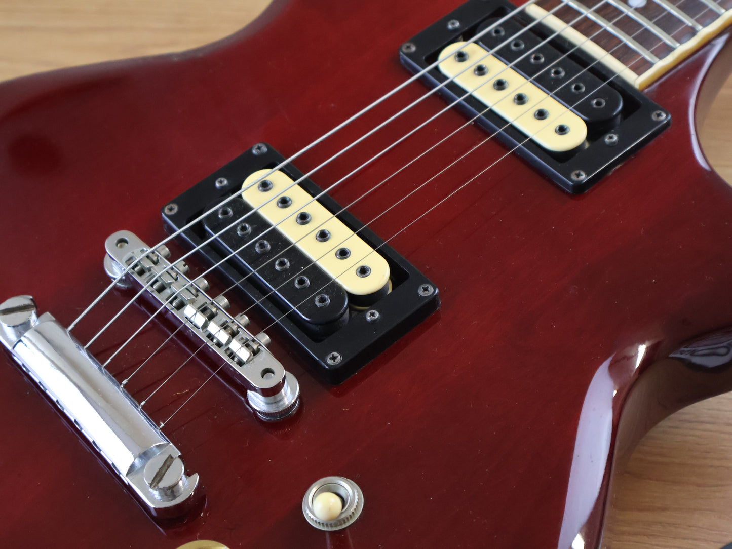 1970's Pearl Export Deluxe Double Cutaway SG (Transparent Red)