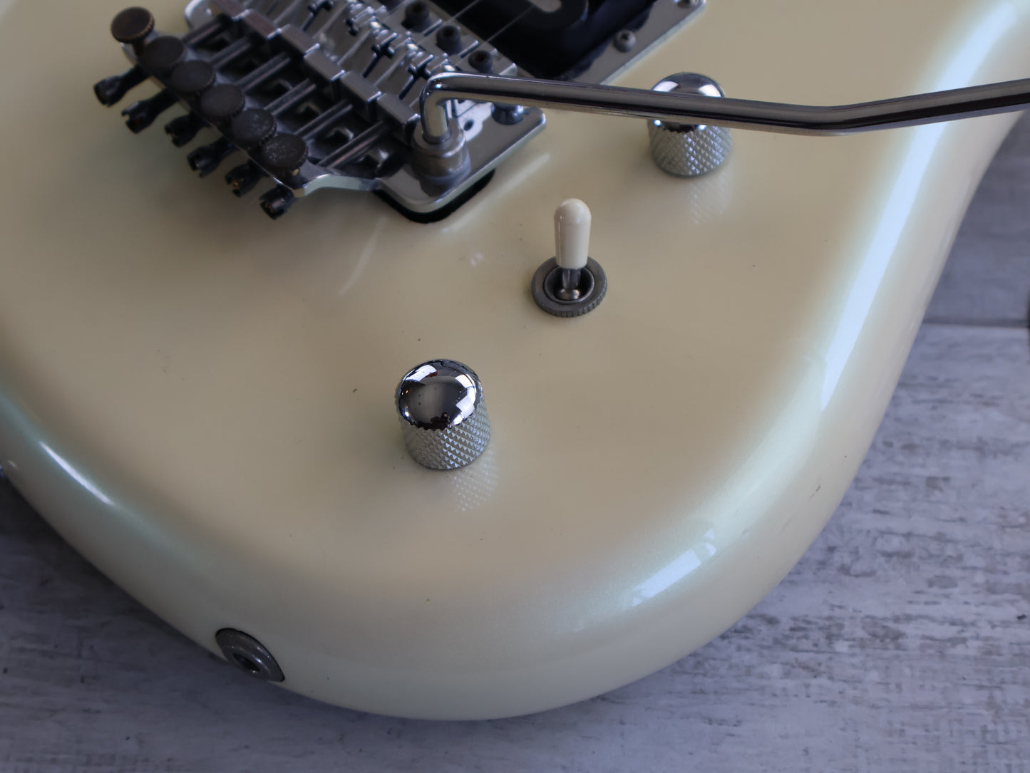 1985 Rockoon/Schaller Japan (by Kawai) RG Series "Thumb" Guitar (Pearl White)